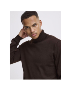 Pull uni col roulé marron homme - Blend