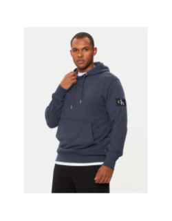 Sweat à capuche badge hoodie bleu marine homme - Calvin Klein Jeans