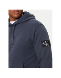 Sweat à capuche badge hoodie bleu marine homme - Calvin Klein Jeans