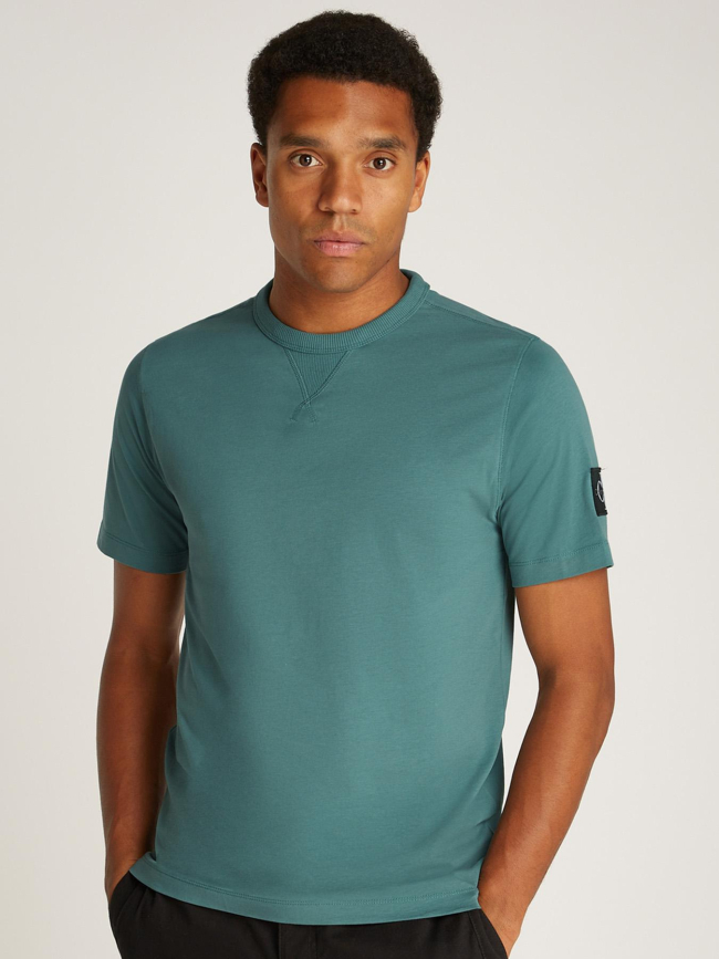 T shirt uni badge regular turquoise homme Calvin Klein Jeans wimod