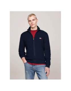 Pull zippé ajusté badge bleu marine homme - Tommy Jeans