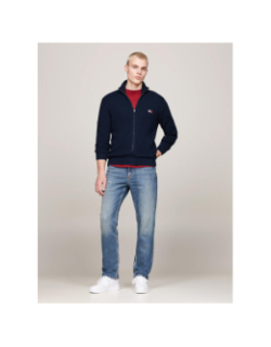 Pull zippé ajusté badge bleu marine homme - Tommy Jeans