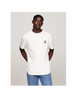 T-shirt à col ras-du-cou et logo brodé blanc homme - Tommy Jeans