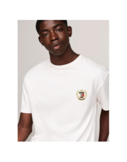 T-shirt à col ras-du-cou et logo brodé blanc homme - Tommy Jeans