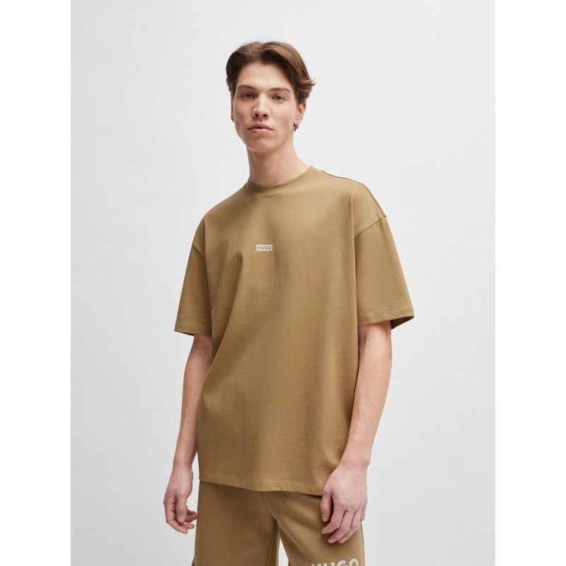 T-shirt en jersey de coton avec logo beige homme - Hugo