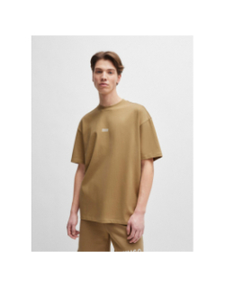 T-shirt en jersey de coton avec logo beige homme - Hugo