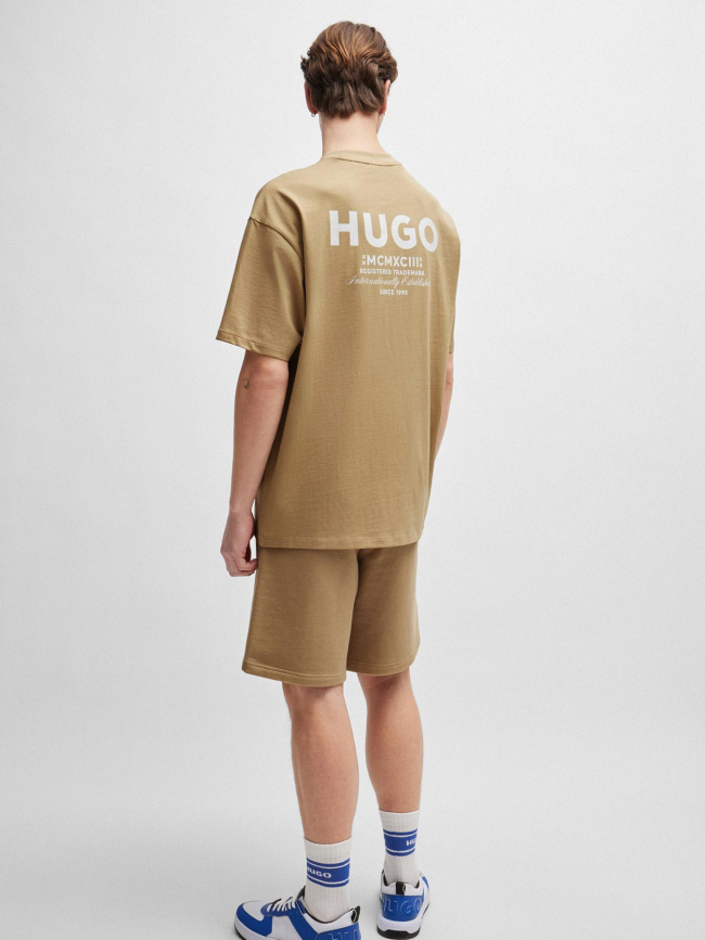 T-shirt en jersey de coton avec logo beige homme - Hugo