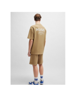 T-shirt en jersey de coton avec logo beige homme - Hugo