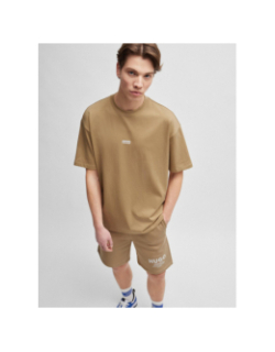 T-shirt en jersey de coton avec logo beige homme - Hugo