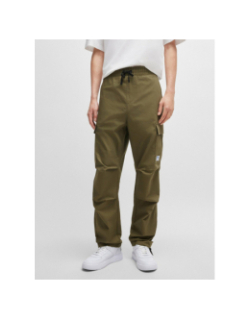 Pantalon cargo relaxed fit en coton structuré kaki homme - Hugo