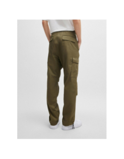 Pantalon cargo relaxed fit en coton structuré kaki homme - Hugo