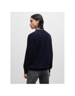 Pull en maille de coton étiquette logoté bleu marine homme - Hugo