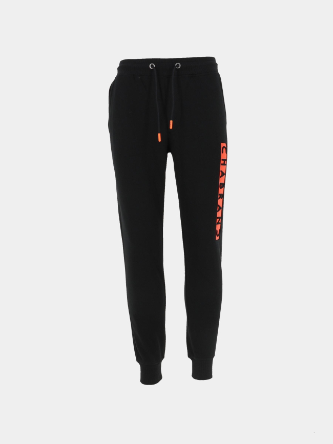 Pantalon de jogging logo bande orange noir homme - Chabrand