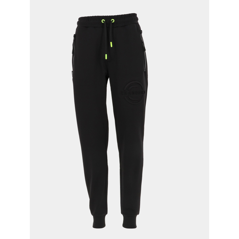 Pantalon jogging logo relief noir et vert homme - Chabrand