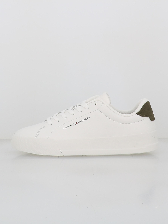 Baskets en cuir court blanc kaki homme - Tommy Hilfiger