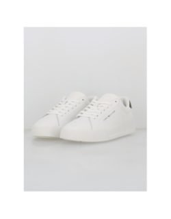 Baskets en cuir court blanc kaki homme - Tommy Hilfiger