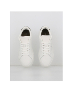 Baskets en cuir court blanc kaki homme - Tommy Hilfiger