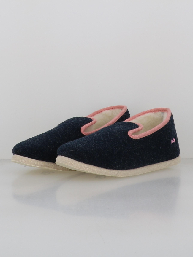 Chaussons en laine de mouton bleu marine homme - Eden Park