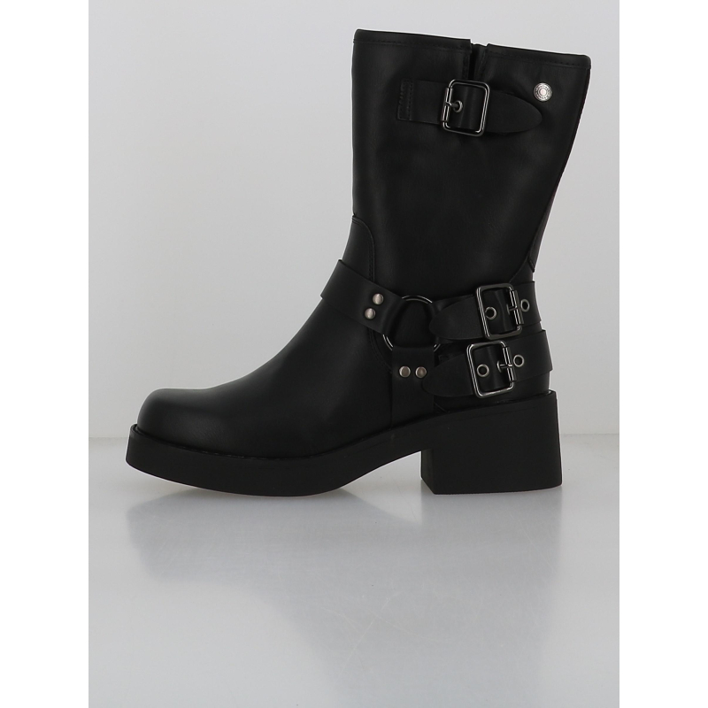 Boots lanières petit talon noir femme - Refresh