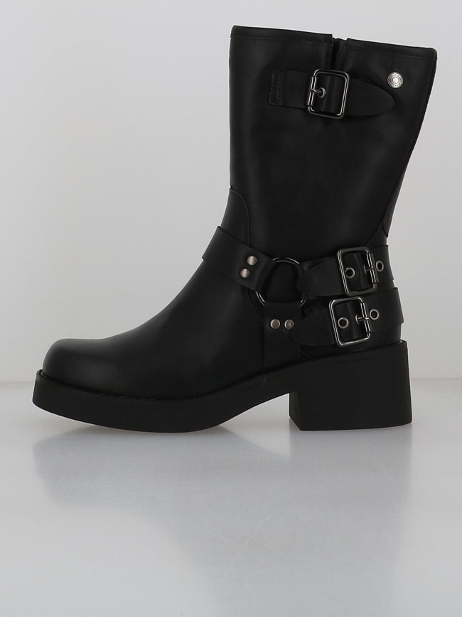 Boots lanières petit talon noir femme - Refresh