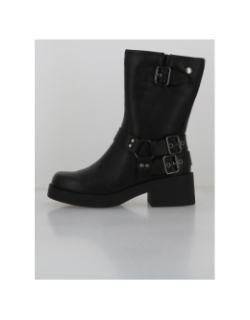 Boots lanières petit talon noir femme - Refresh