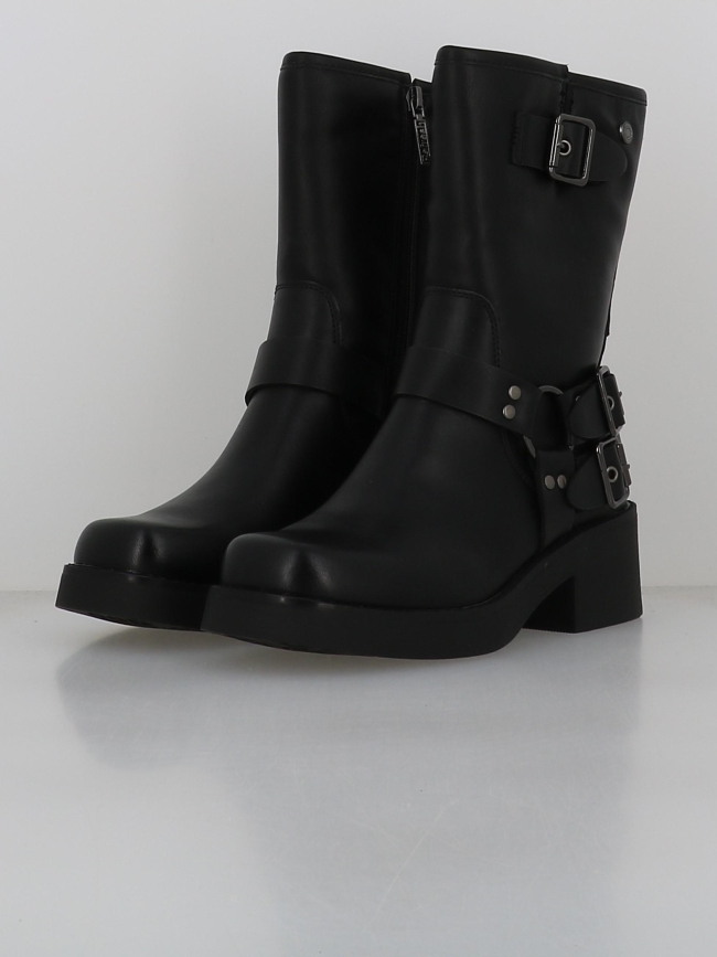 Boots lanières petit talon noir femme - Refresh