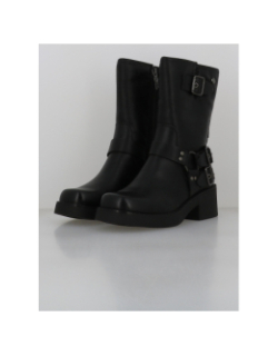 Boots lanières petit talon noir femme - Refresh