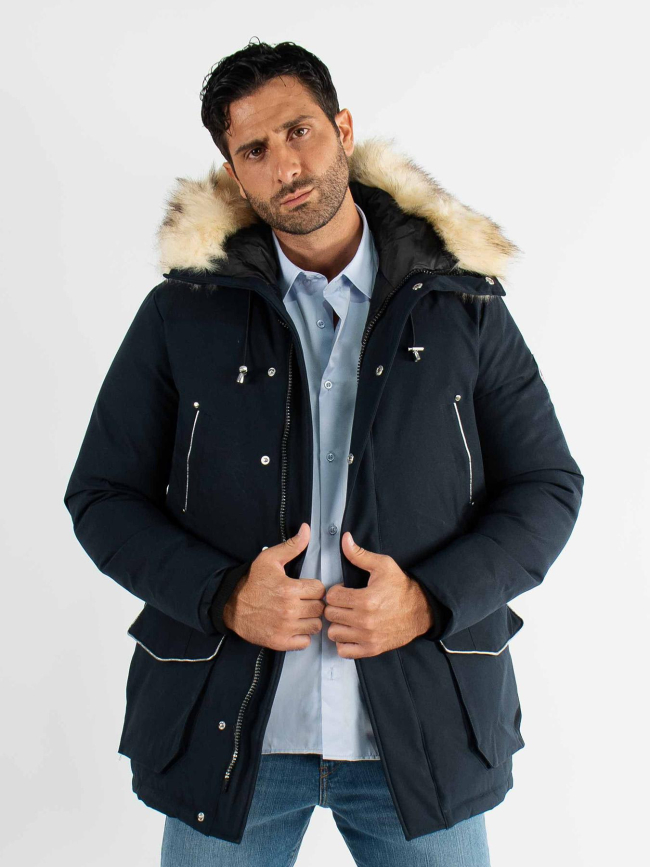 Blouson parka d'hiver mario bleu marine homme - Paragoose