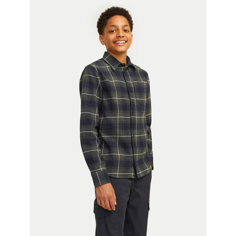 Chemise à carreaux james flannel kaki garçon - Jack & Jones