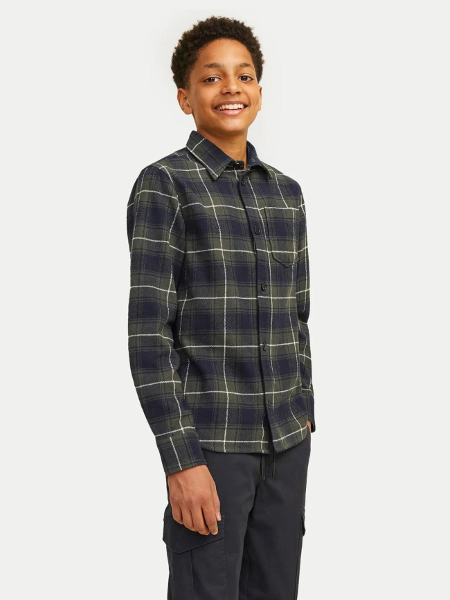 Chemise à carreaux james flannel kaki garçon - Jack & Jones