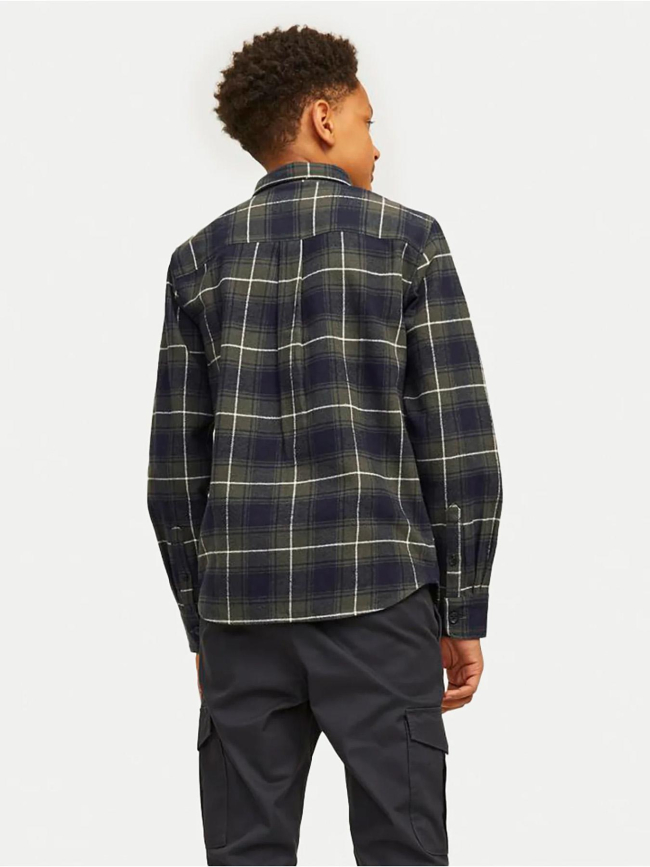 Chemise à carreaux james flannel kaki garçon - Jack & Jones