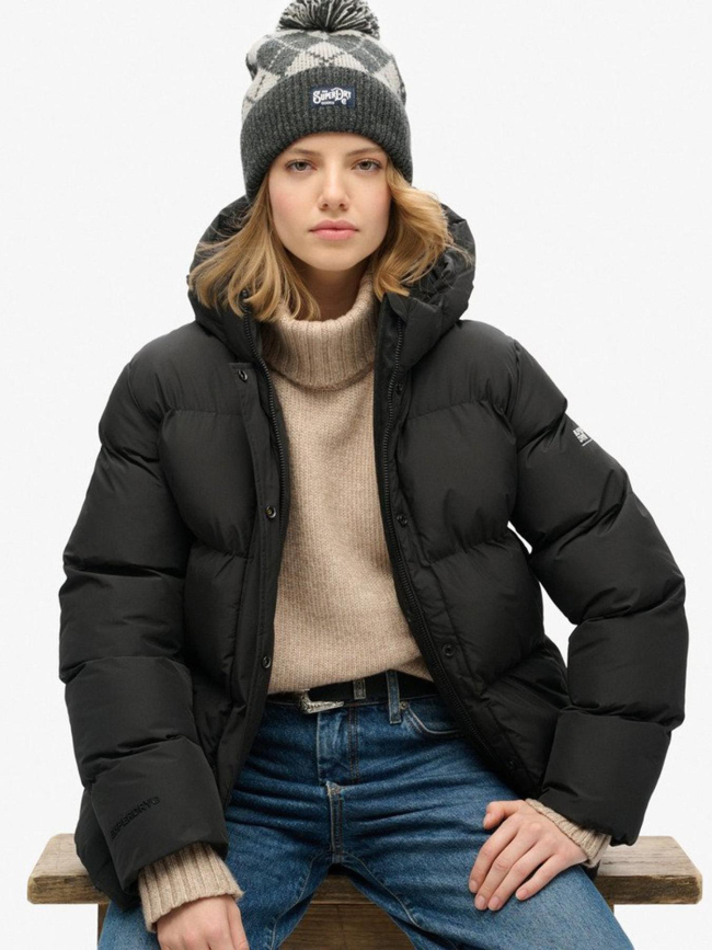 Doudoune à capuche courte sport noir femme - Superdry