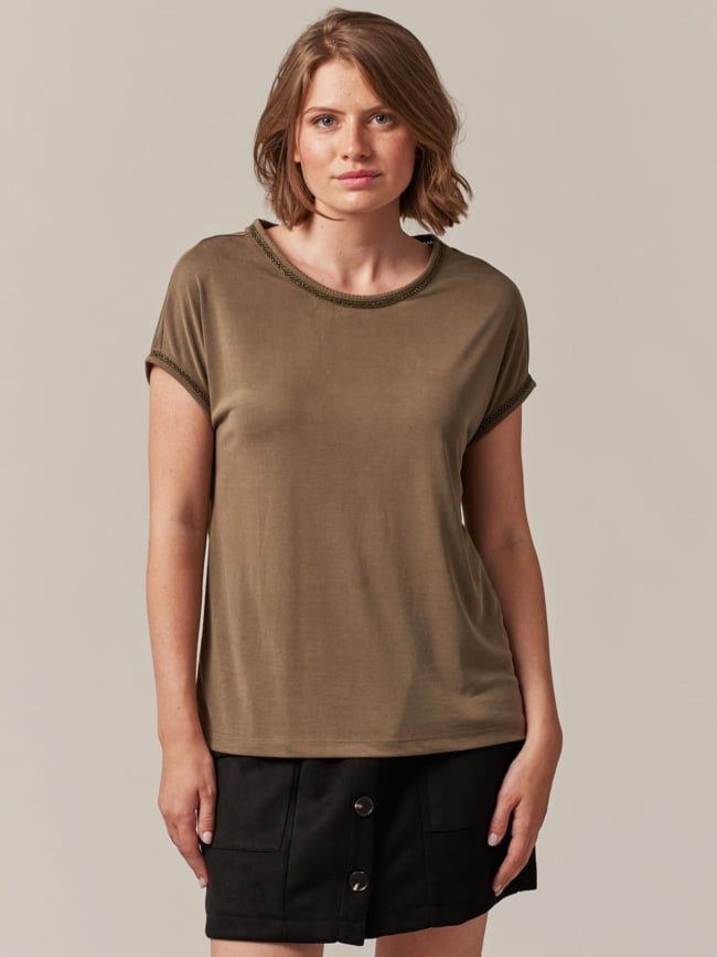 T shirt manche courte vienna kaki femme - Vero moda