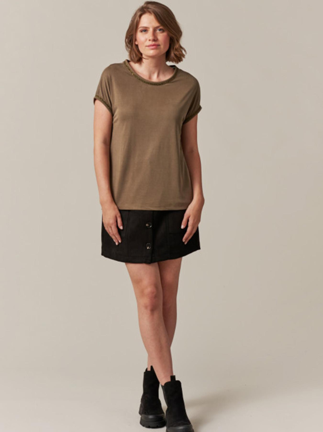 T shirt manche courte vienna kaki femme - Vero moda