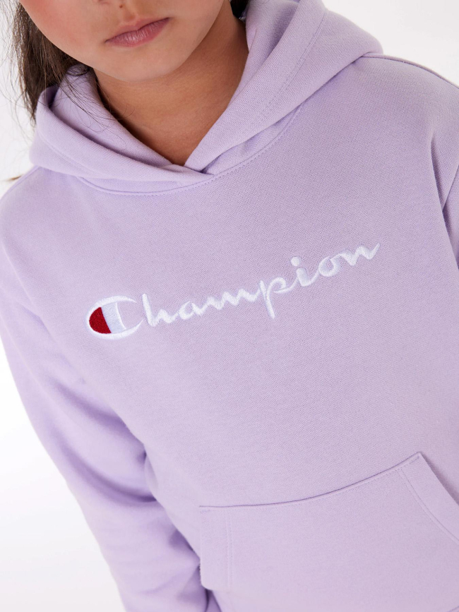 Sweat à capuche logo brodé violet fille - Champion