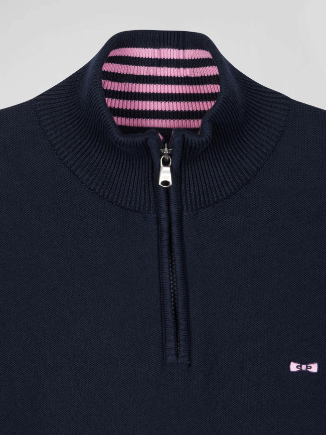 Pull col zippé rugby legend bleu marine homme - Eden Park