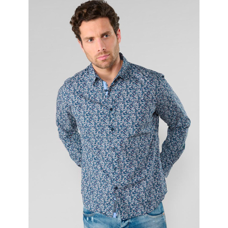 Chemise floral fusar bleu marine homme - Le Temps Des Cerises