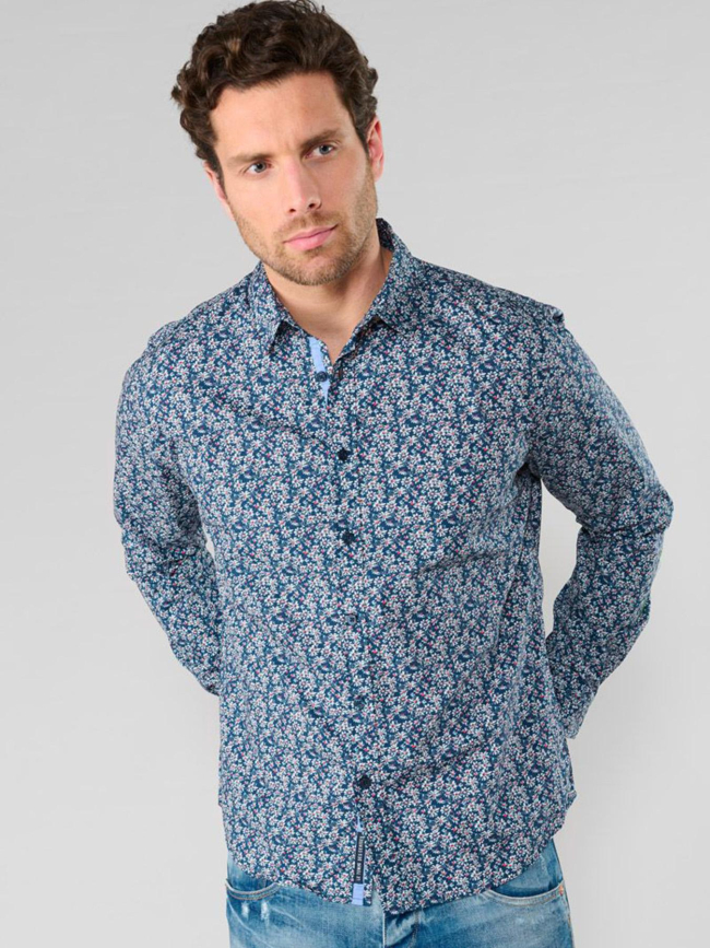 Chemise floral fusar bleu marine homme - Le Temps Des Cerises