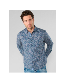 Chemise floral fusar bleu marine homme - Le Temps Des Cerises