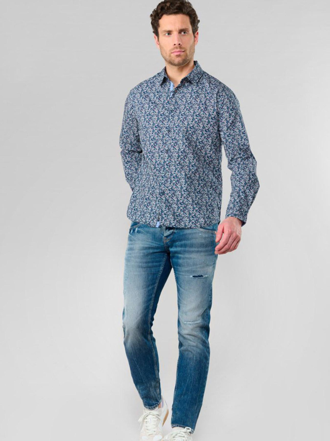 Chemise floral fusar bleu marine homme - Le Temps Des Cerises