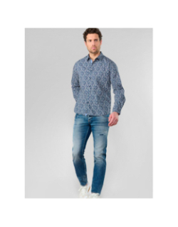 Chemise floral fusar bleu marine homme - Le Temps Des Cerises