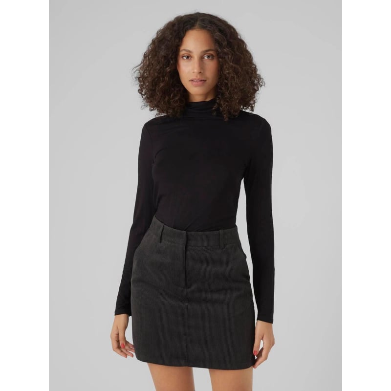 Top manche longue col roulé vmalberte noir femme - Vero moda