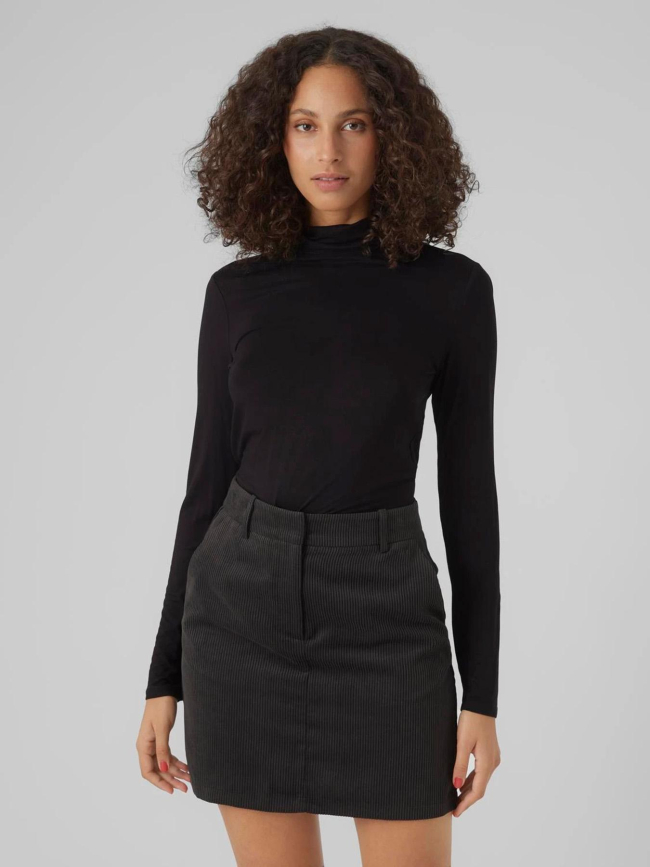 Top manche longue col roulé vmalberte noir femme - Vero moda