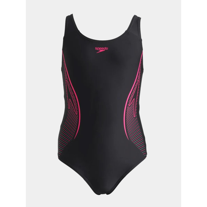 Maillot de bain natation placement noir et rose fille - Speedo