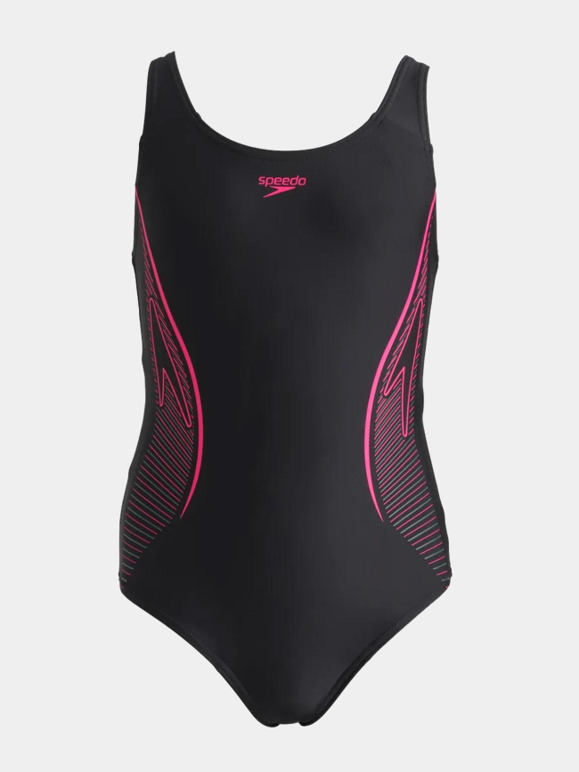 Maillot de bain natation placement noir et rose fille - Speedo