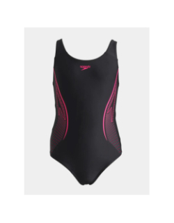 Maillot de bain natation placement noir et rose fille - Speedo