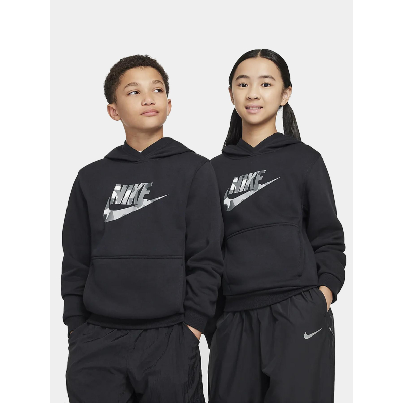 Sweat à capuche club fleece camouflage gris noir enfant - Nike