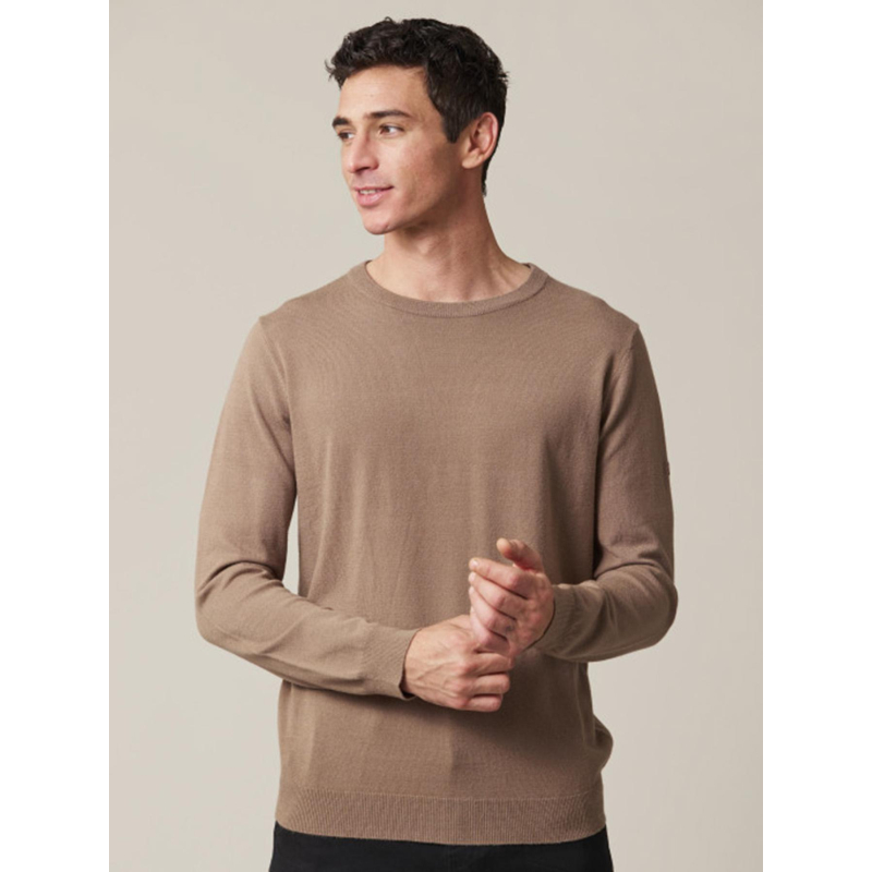 Pull col rond shotson marron homme - Deeluxe