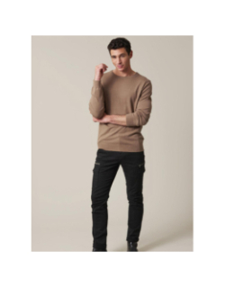 Pull col rond shotson marron homme - Deeluxe