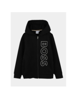 Sweat zippé à capuche logo noir ado - Boss